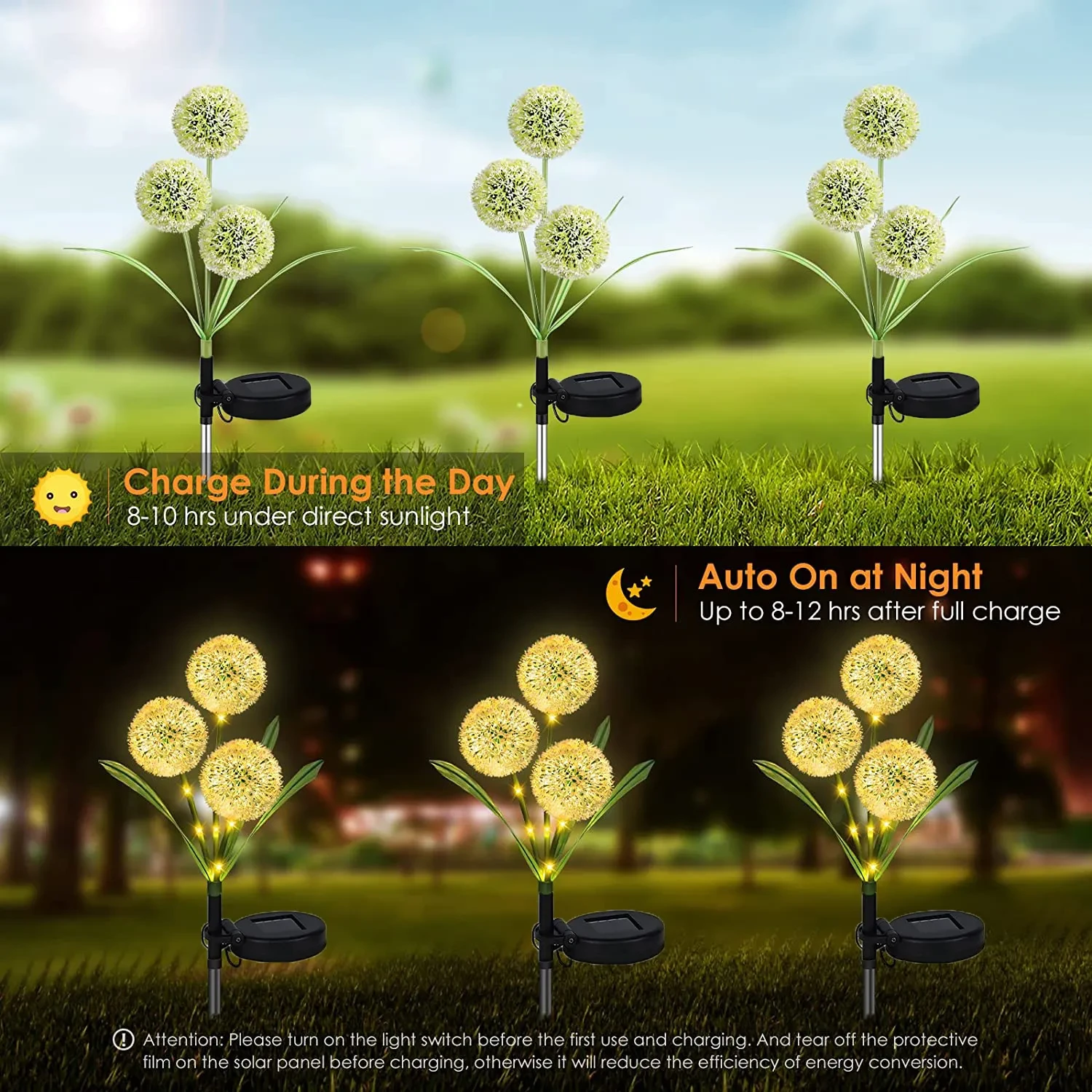 Solar Dandelion Flower Ball Light 3LED Outdoor Garden Lantern