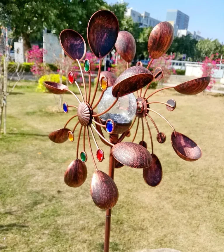 Solar Garden Windmill Plug-In Outdoor Decorative Glass Ball Light