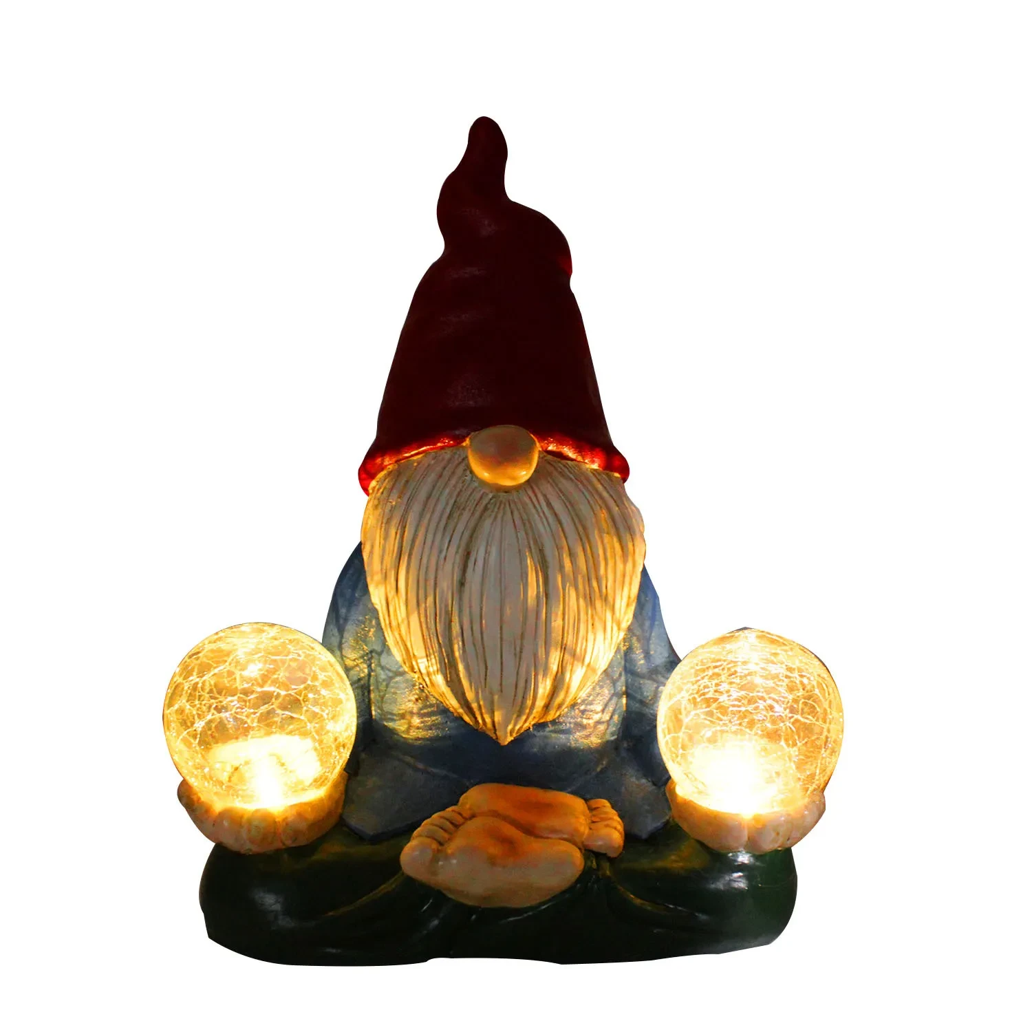 Solar LED Resin Dwarf Doll Garden Statue Outdoor Decorative Figurine