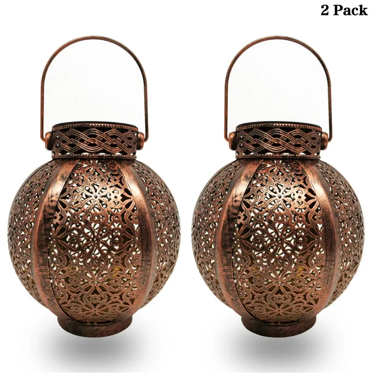 Solar Hanging Garden Lamp Outdoor Wrought Iron Chandelier Lantern