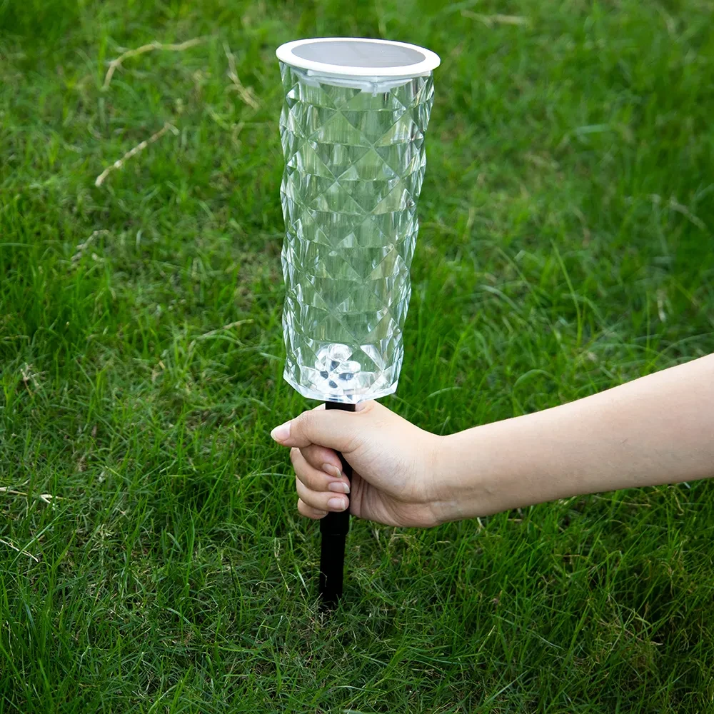 Solar RGBW Crystal Rose Garden Lamp Romantic Outdoor LED Light