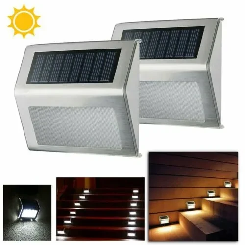 Solar Stainless Steel Wall Light for Courtyard Stairs White
