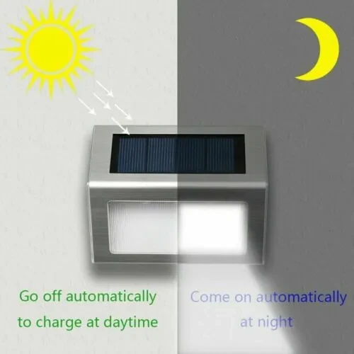 Solar Stainless Steel Wall Light for Courtyard Stairs White