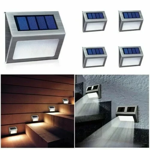 Solar Stainless Steel Wall Light for Courtyard Stairs White