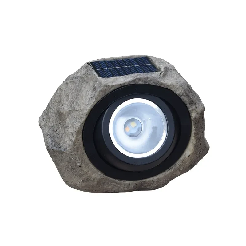 Solar Stone Effect Garden Spotlight with Adjustable Warm & White
