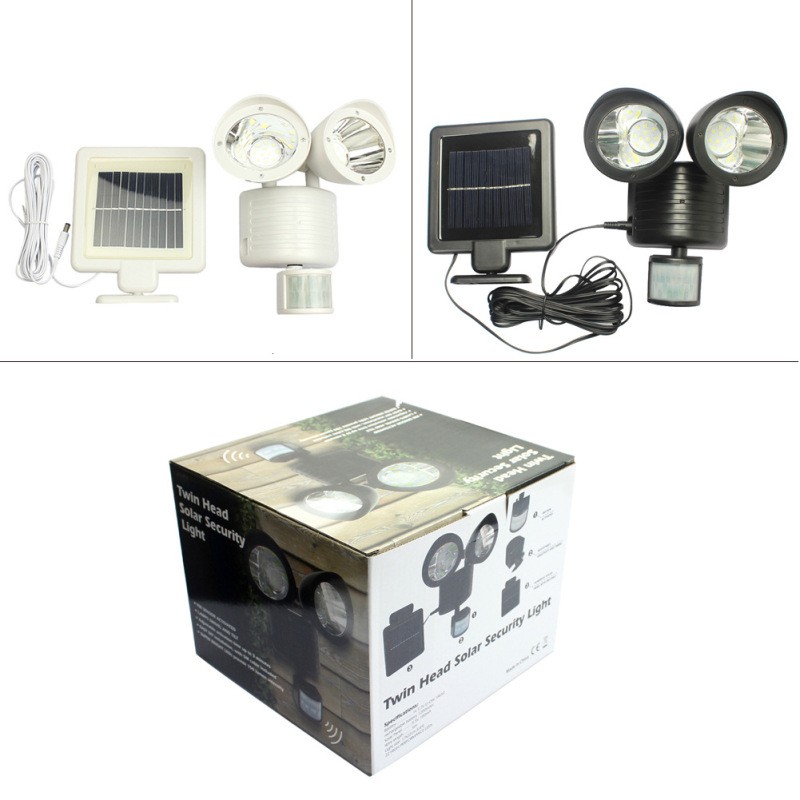 Dual Head Solar Motion Sensor Light with 22 LEDs Outdoor