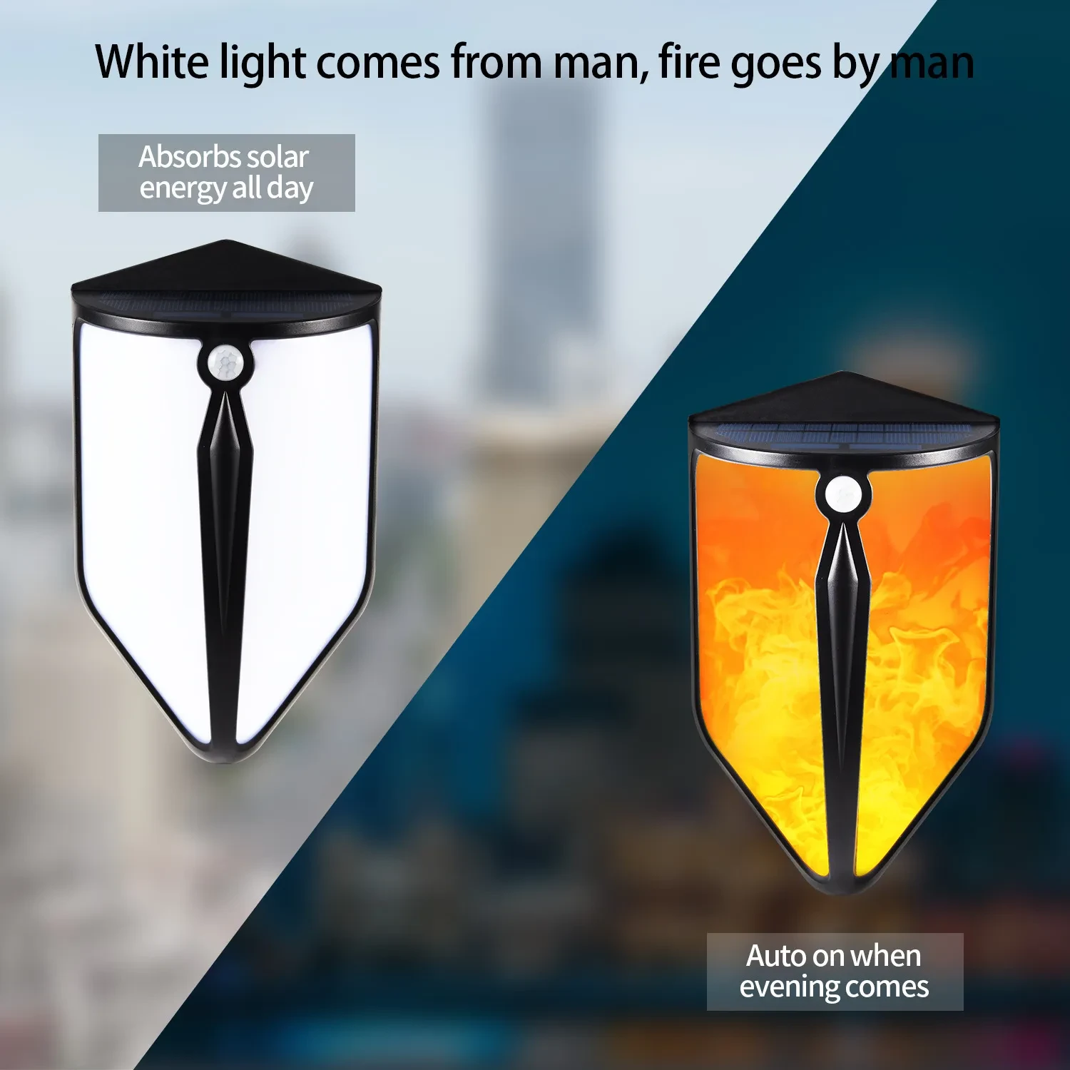 Solar LED Wall Light with Motion Sensor Waterproof Outdoor Lamp