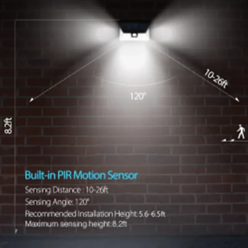 Solar Motion Sensor Wall Lamp with 118 LED Lights Outdoor