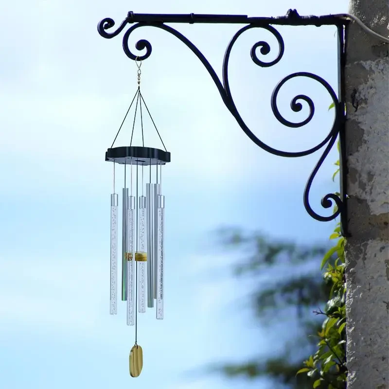 Solar Tube Wind Chime with LED Color-Changing Lights Outdoor