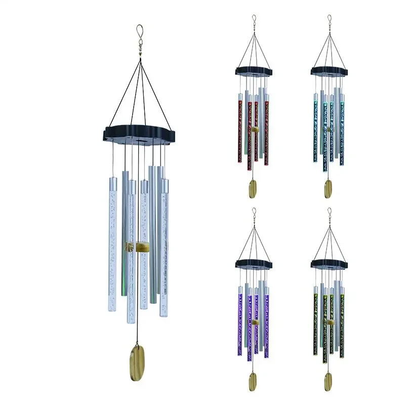 Solar Tube Wind Chime with LED Color-Changing Lights Outdoor