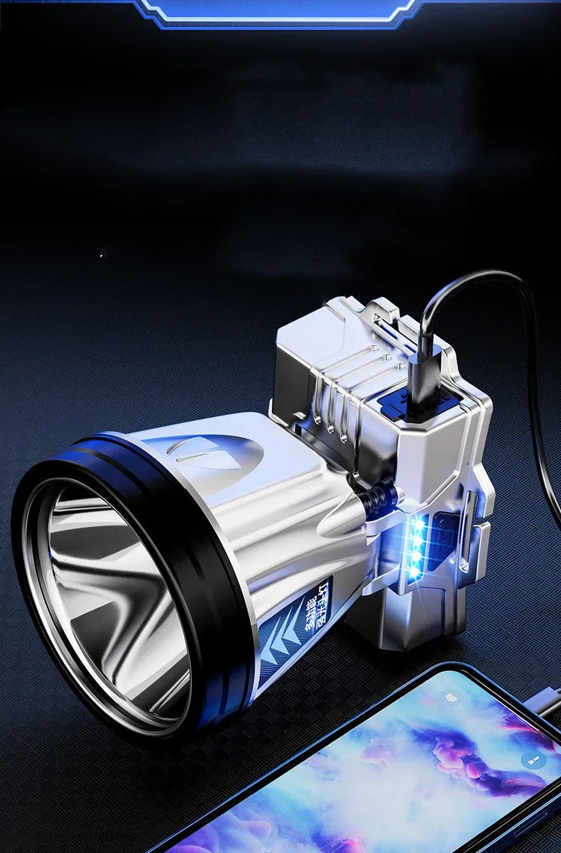 Rechargeable Long Beam LED Headlamp with Power Display & USB