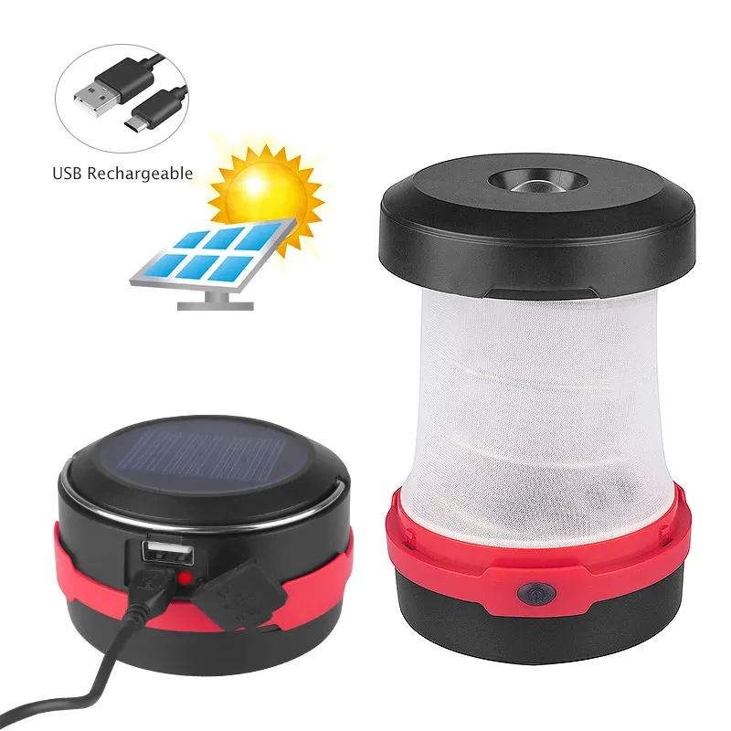 Folding Solar Camping Lantern with USB Recharge & Power Output