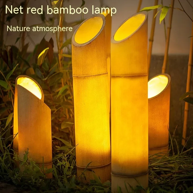 Solar Resin Bamboo Landscape Lamp for Courtyard Villa Decoration
