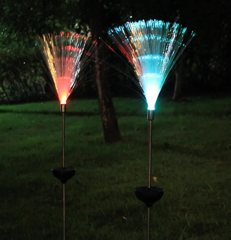 Solar Rainbow Fiber Lawn Stakes Decorative Outdoor Garden Lighting