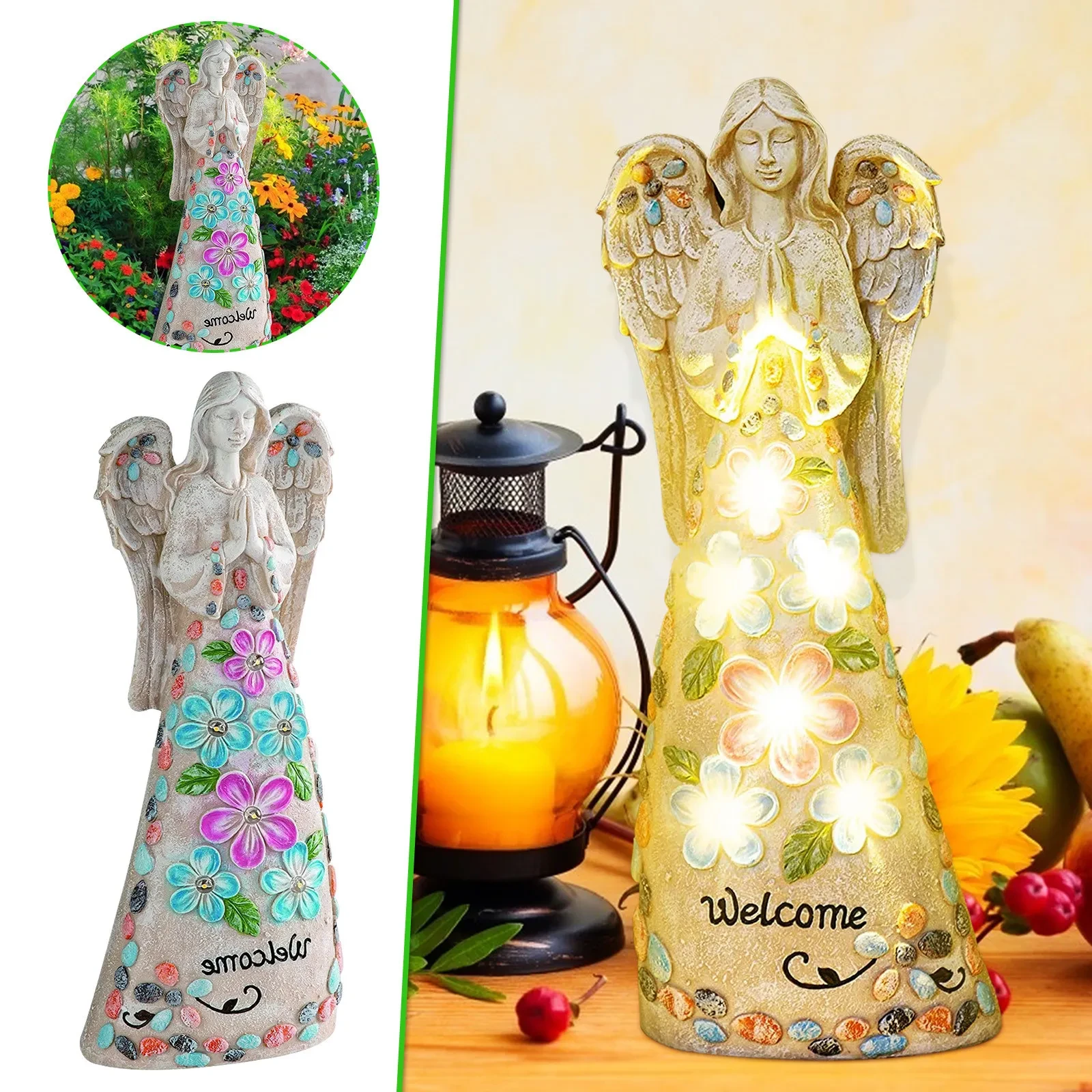 Heavenly Guardian Figurine LED Nightlight for Outdoor Spaces