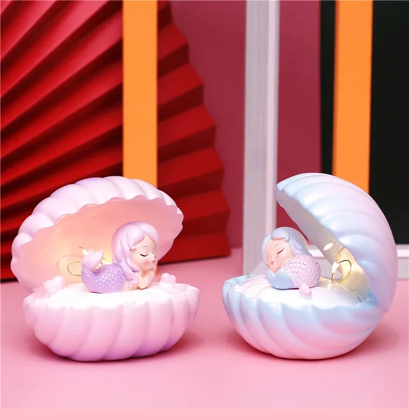 Pearlescent Mermaid Star Night Lamp for Girls’ Room & Home Decor