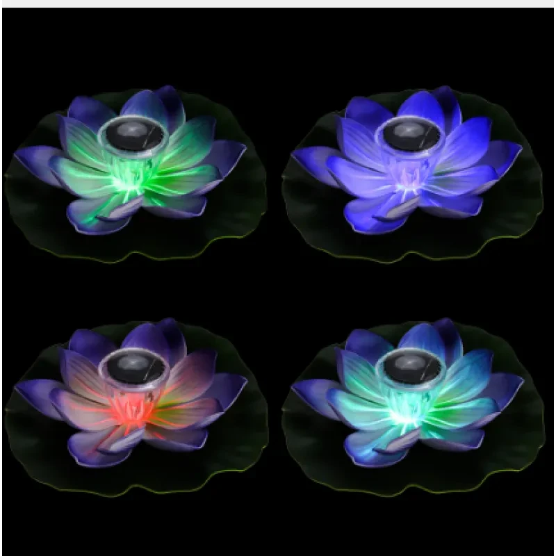 Colorful Solar-Powered Floating Lotus LED Lamp for Water Features