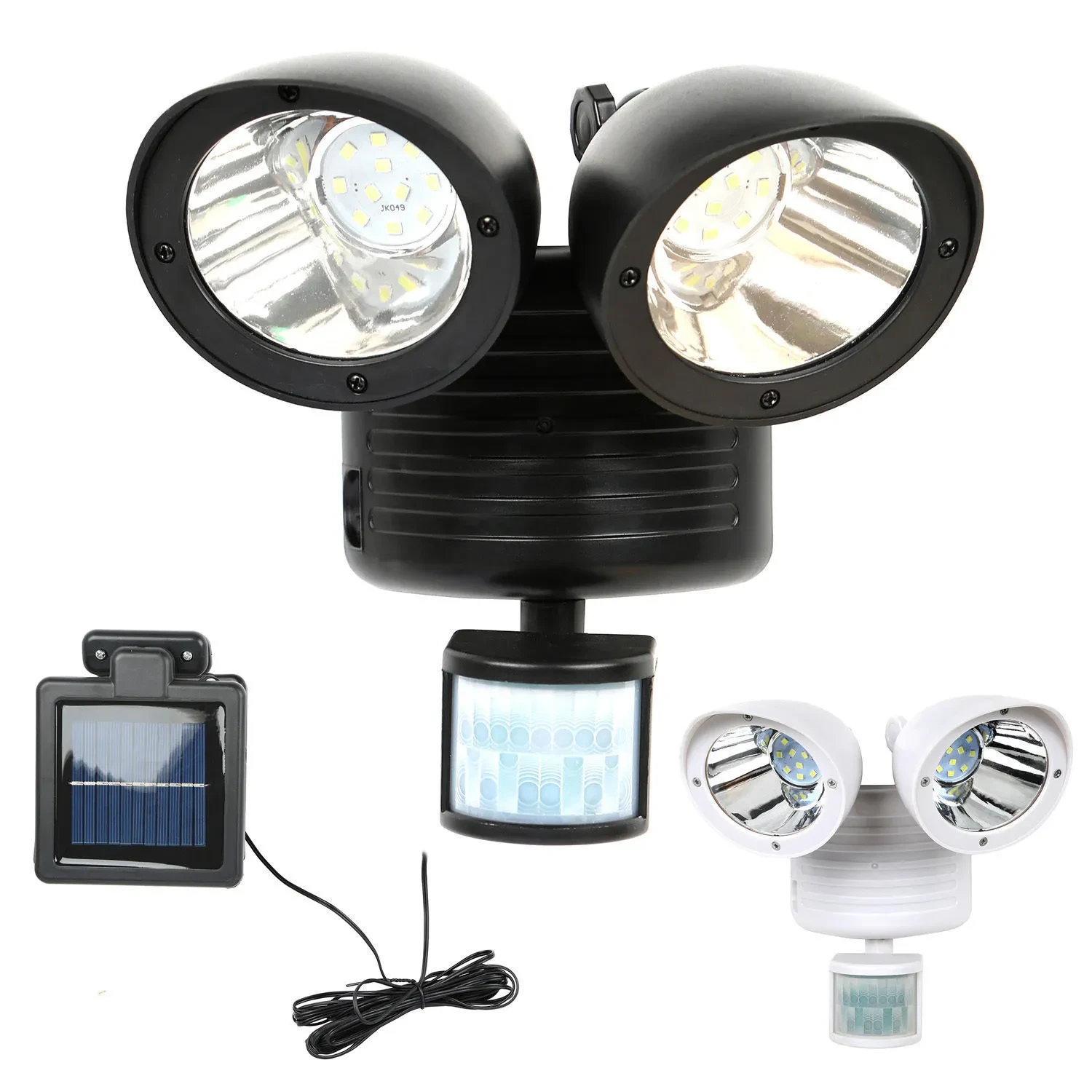 Double-Head Solar Motion Sensor Spotlight for Outdoor Security