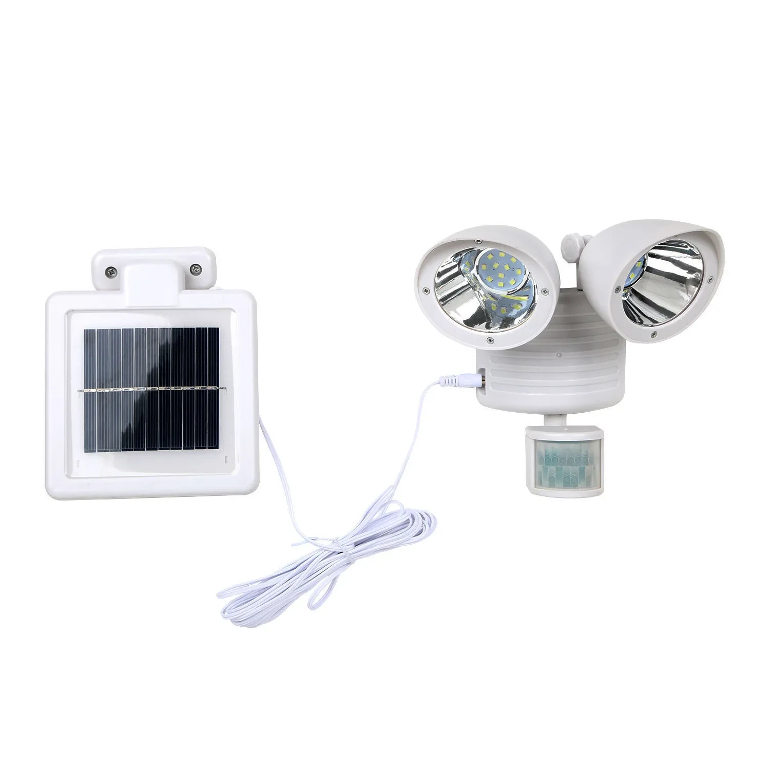 Double-Head Solar Motion Sensor Spotlight for Outdoor Security