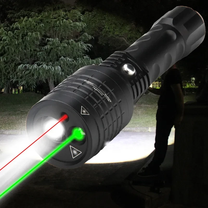 Three-in-One Green LED Outdoor Flashlight with Zoom and Multi Modes