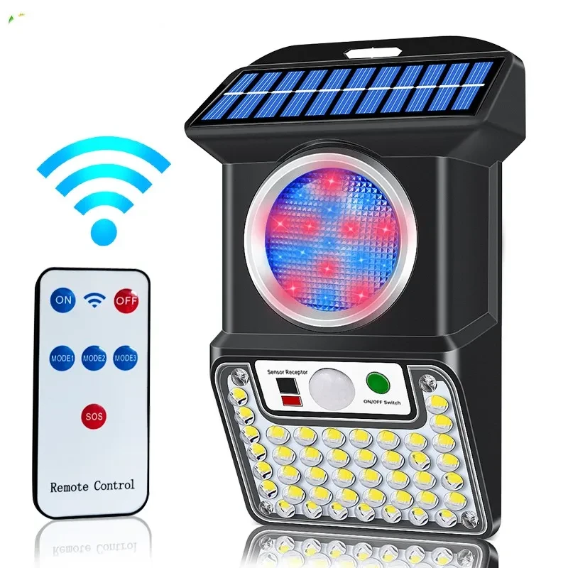 Solar Motion Sensor Wall Lamp with Remote Control and Alarm Light