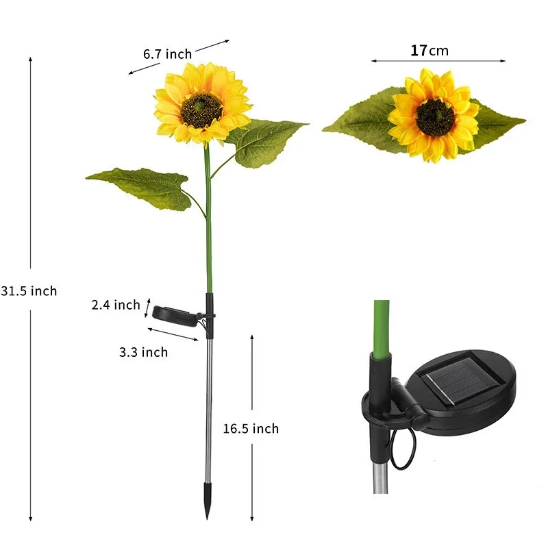 Solar Sunflower Triple Bloom Outdoor Garden Light with Warm Glow