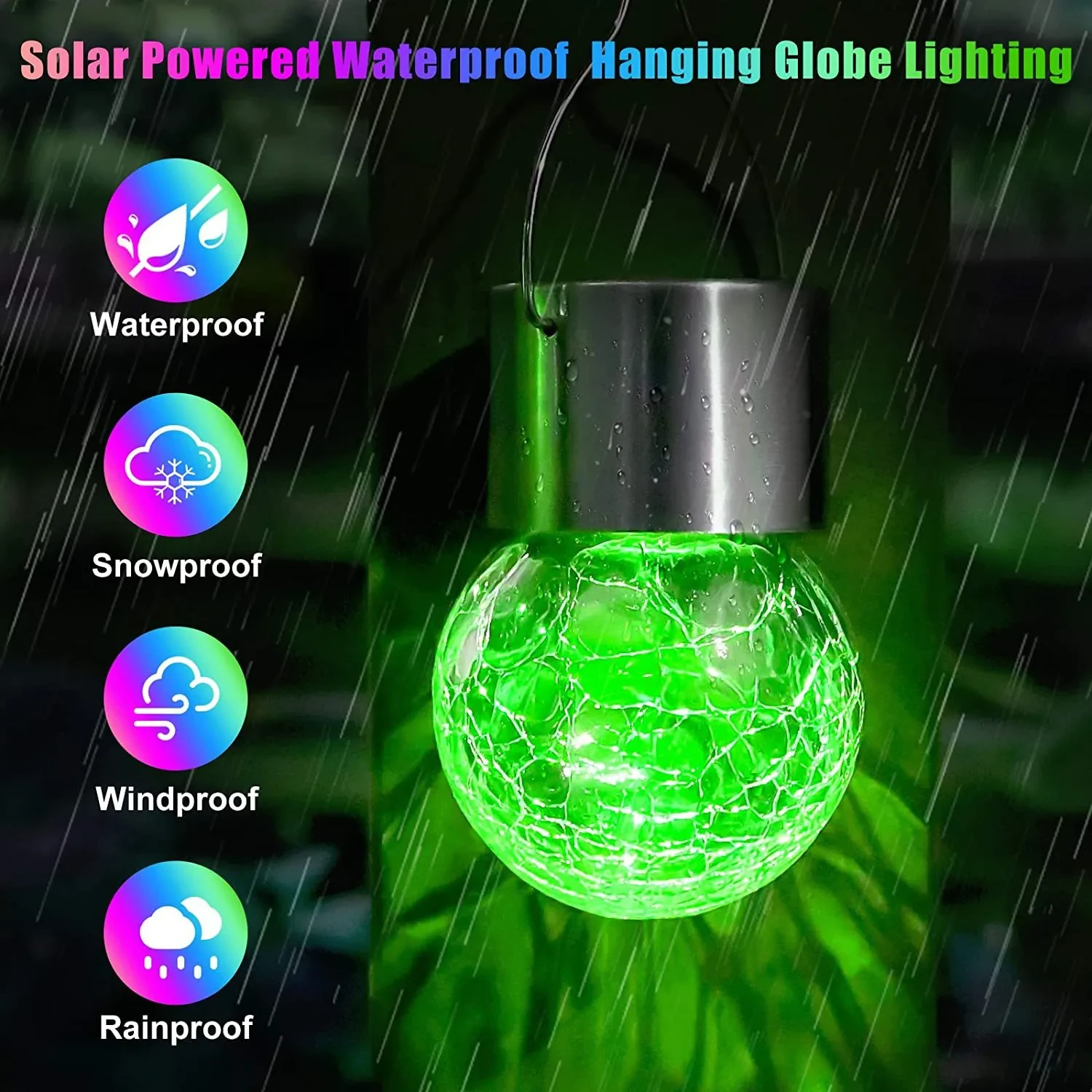 Prismatic Solar LED Globe Pendant for Garden & Outdoor Decoration