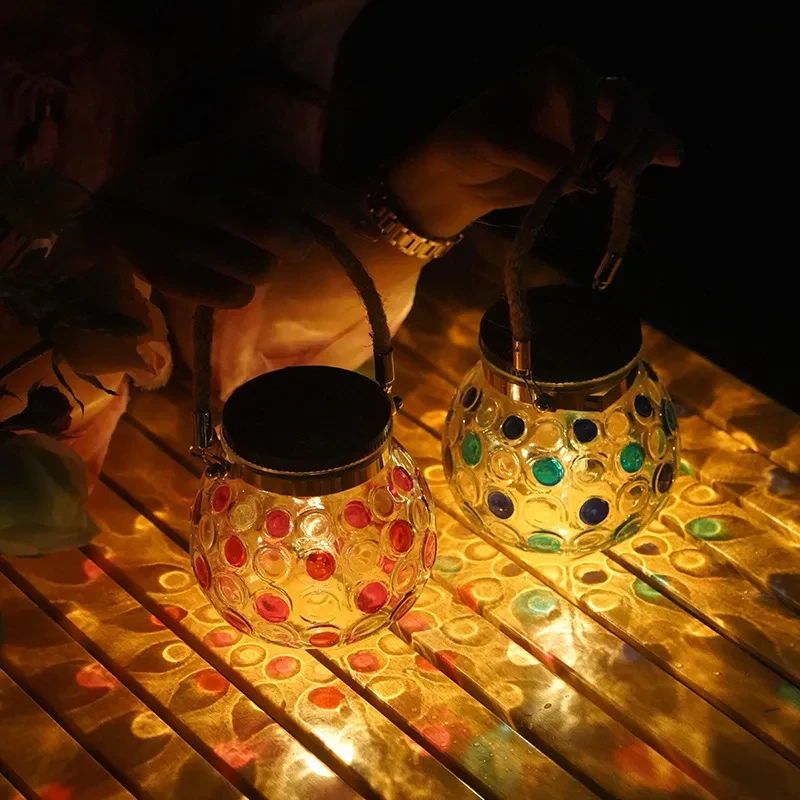 IP65 Solar Glass Garden Accent Light Red & Blue for Balcony Decor