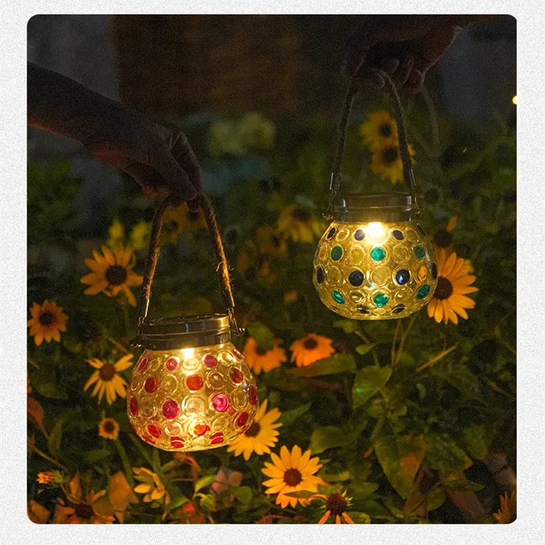 IP65 Solar Glass Garden Accent Light Red & Blue for Balcony Decor