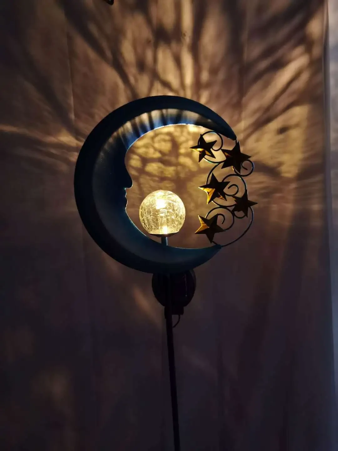 Blue Moon Solar Wrought Iron Hollow LED Garden Lawn Light IP65