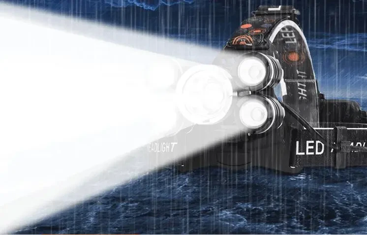 Strong 5-LED Headlight Aluminum Alloy USB Rechargeable 30W