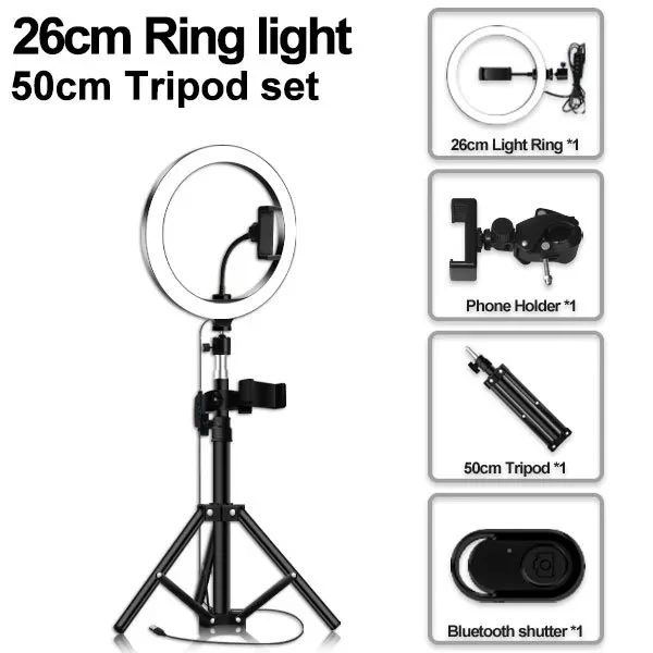 Portable LED Ring Fill Light with Tripod for Makeup & Live Broadcast
