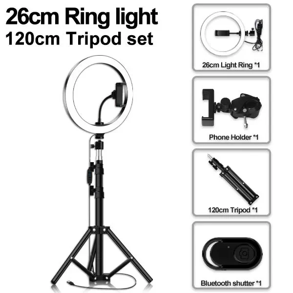Portable LED Ring Fill Light with Tripod for Makeup & Live Broadcast
