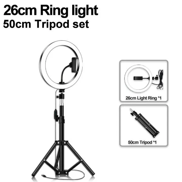 Portable LED Ring Fill Light with Tripod for Makeup & Live Broadcast