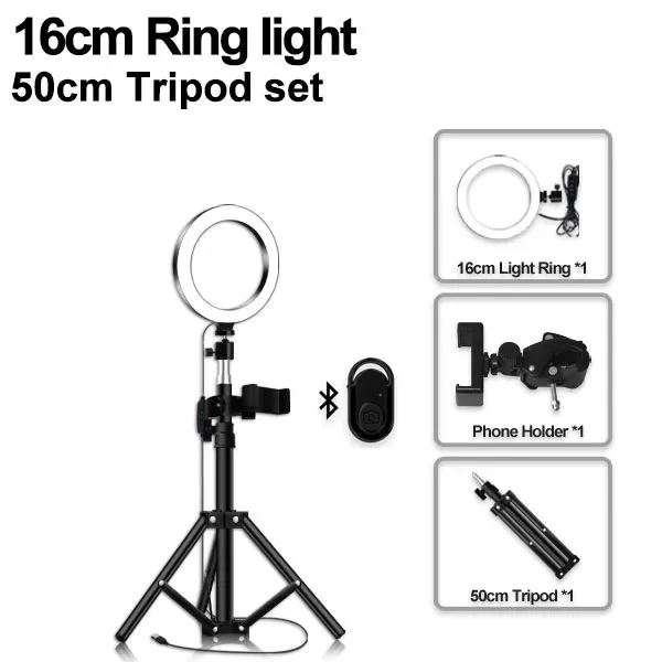 Portable LED Ring Fill Light with Tripod for Makeup & Live Broadcast
