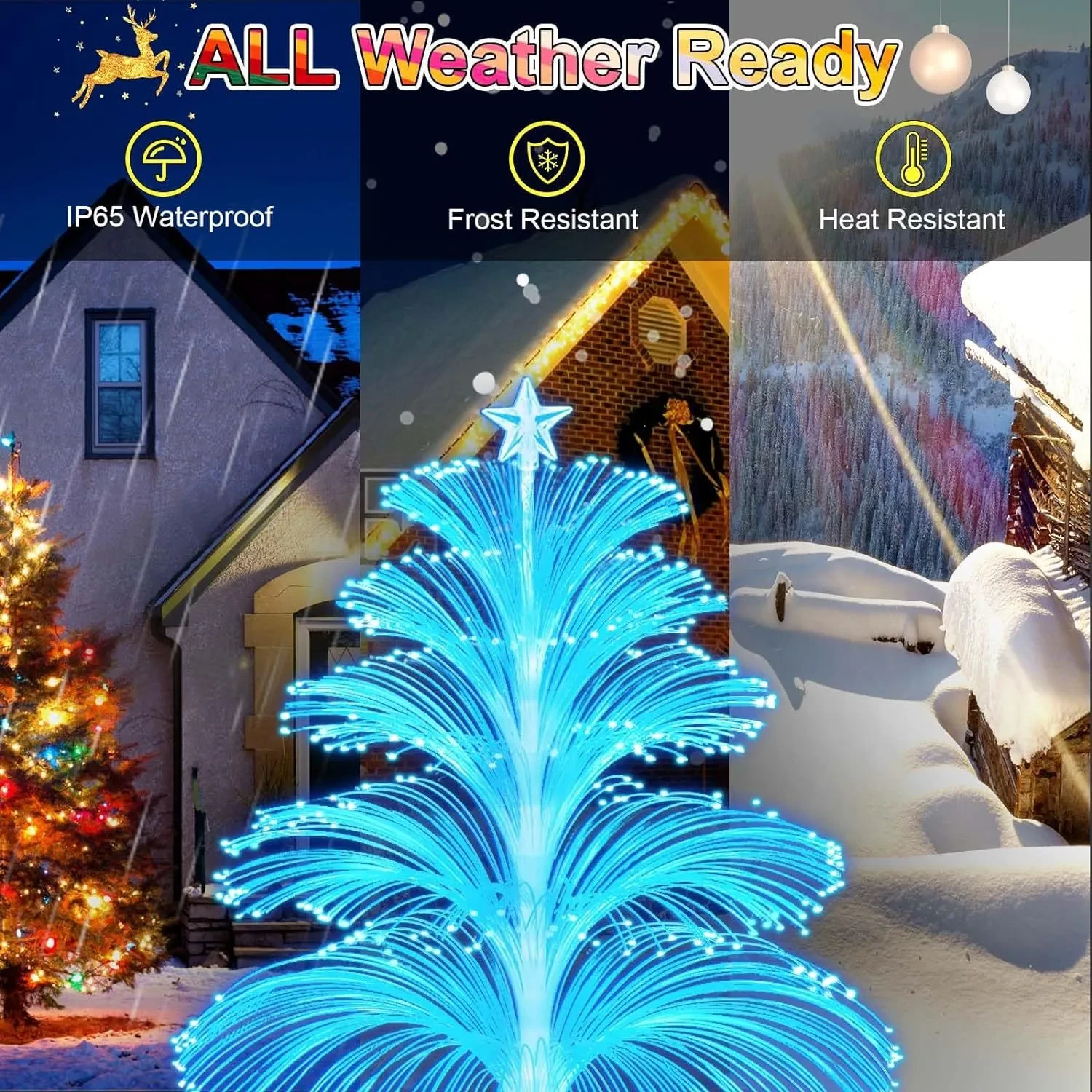 Solar Optical Fiber Christmas Tree Fountain Light IP65 Outdoor