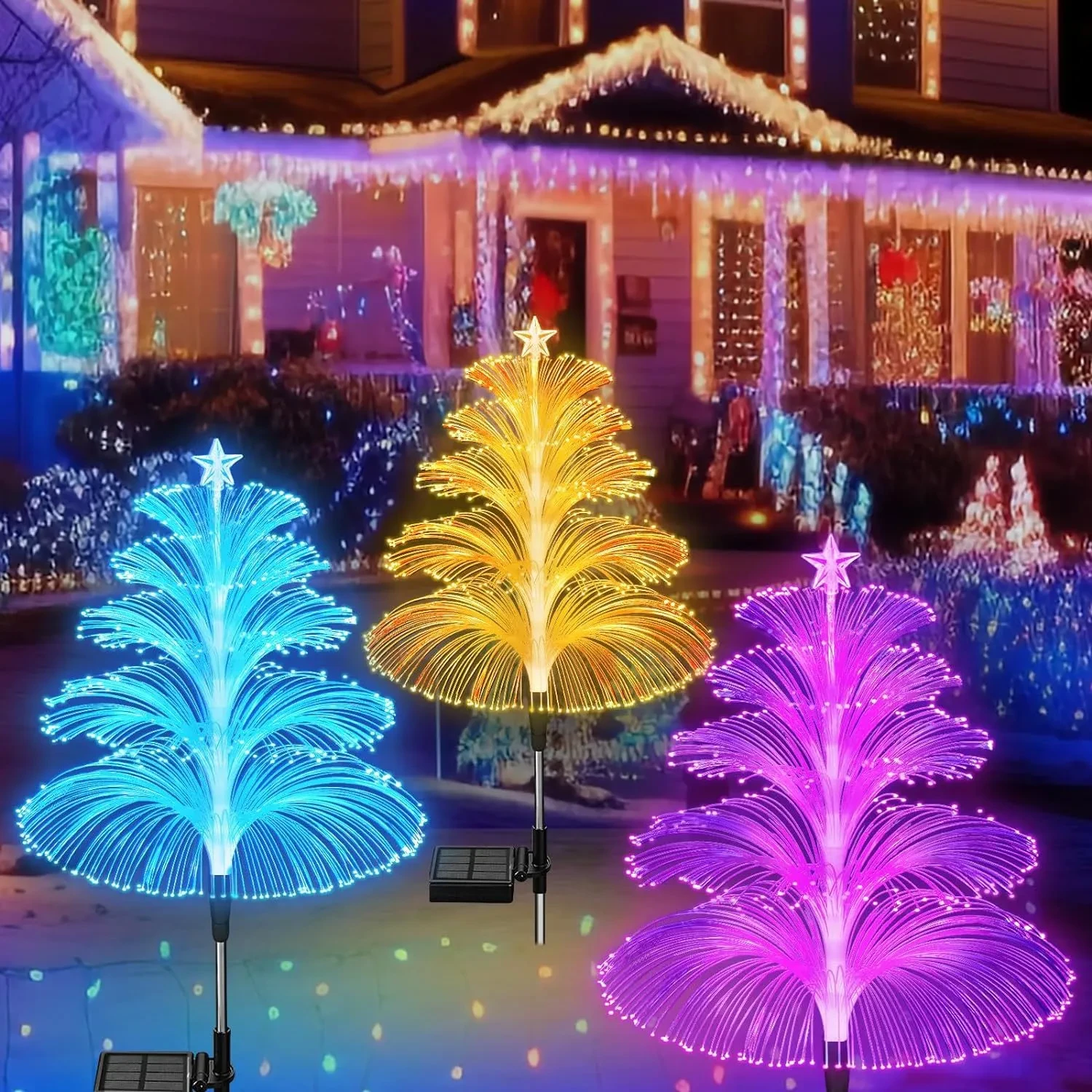 Solar Optical Fiber Christmas Tree Fountain Light IP65 Outdoor