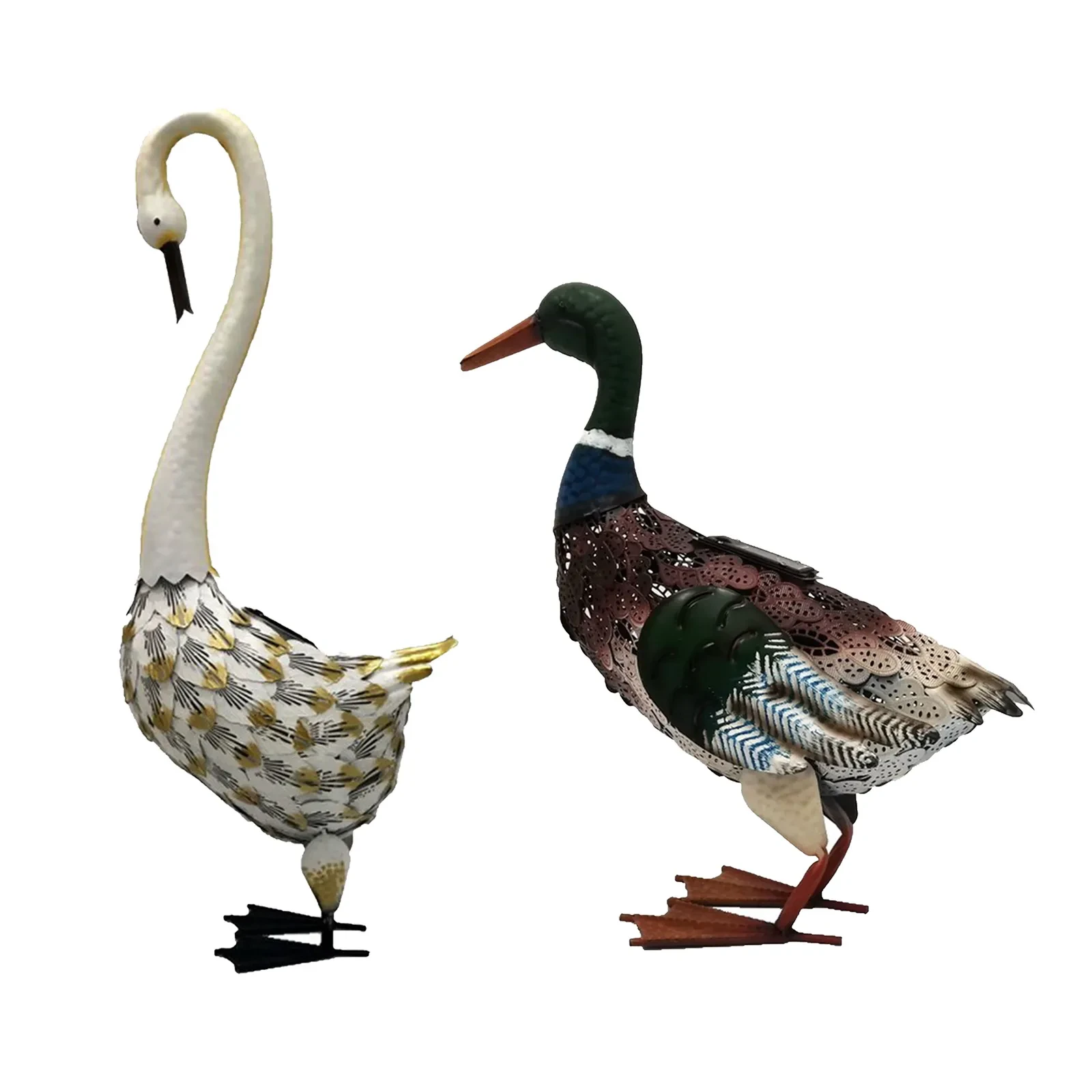 Solar Wrought Iron Swan Garden Light Outdoor Lawn Decorative Lamp