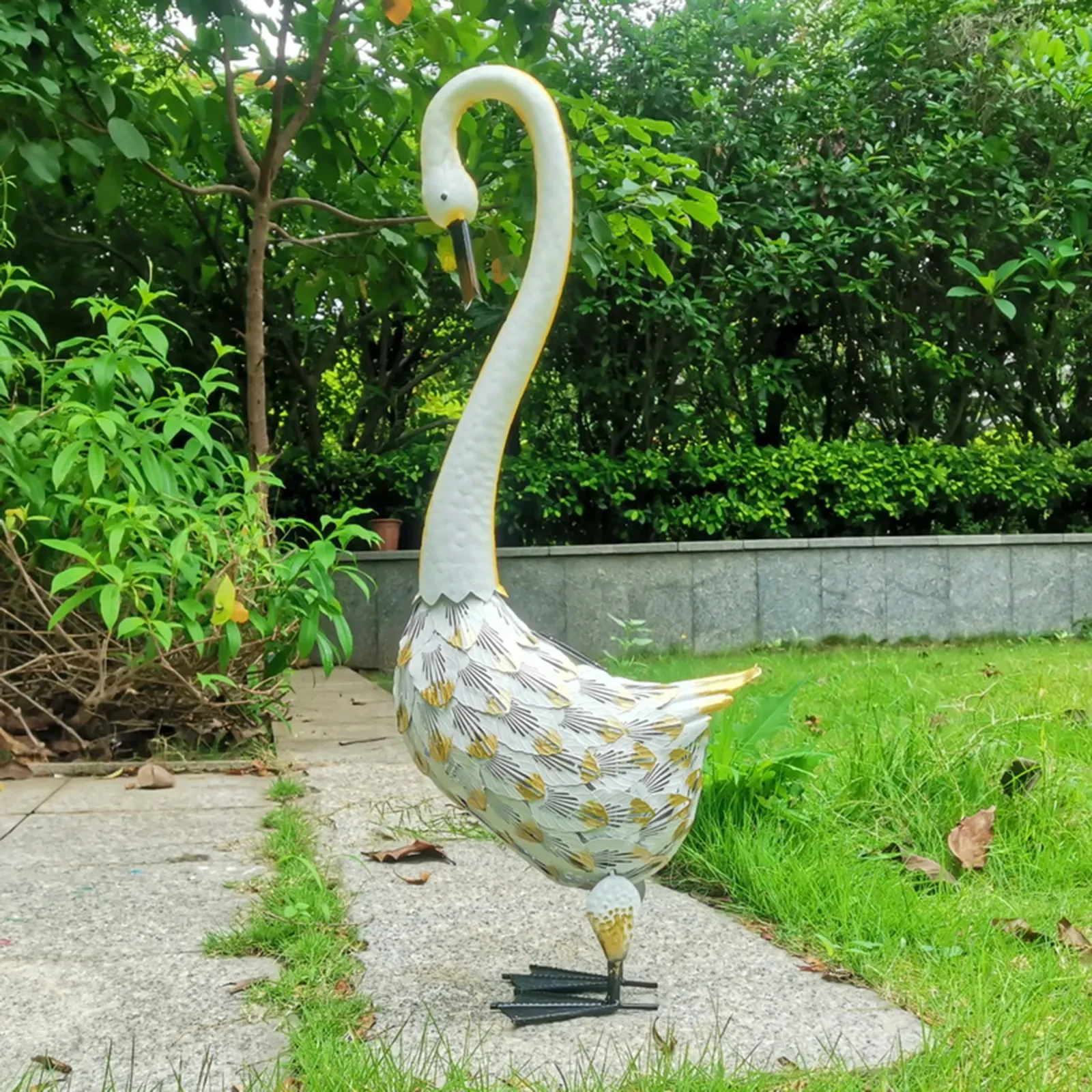 Solar Wrought Iron Swan Garden Light Outdoor Lawn Decorative Lamp