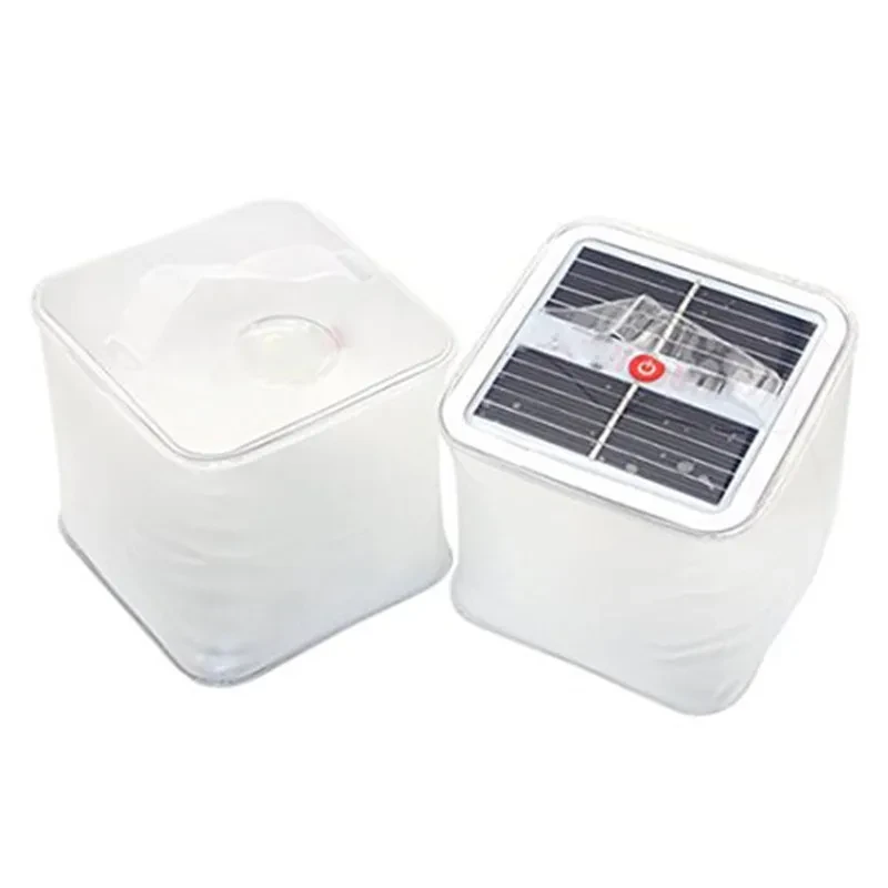 Solar Inflatable LED Cube Light Waterproof with 4 Modes 10cm
