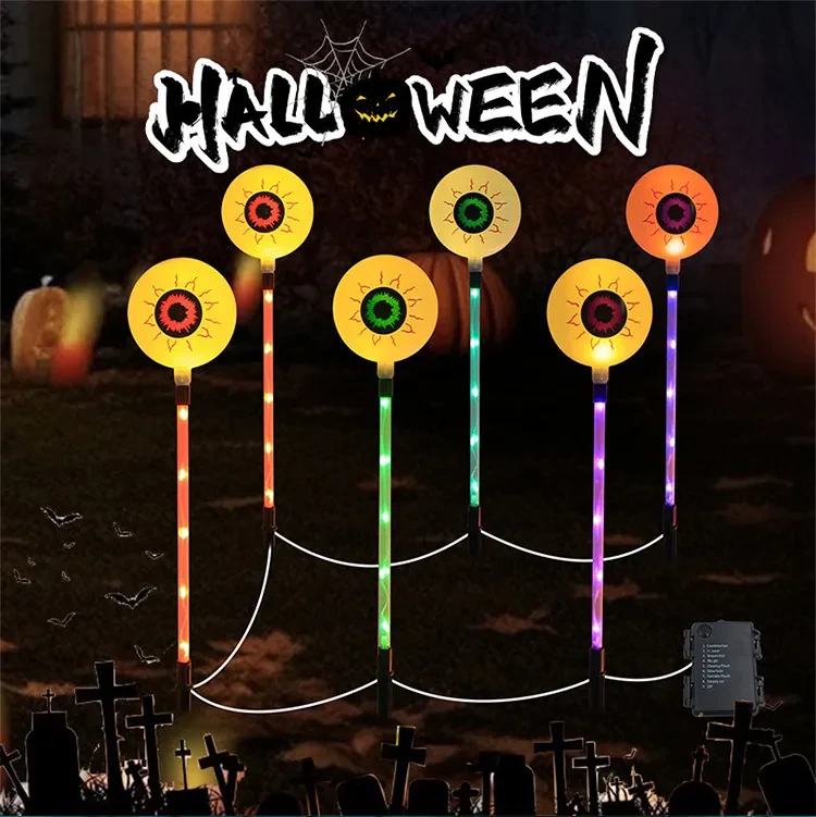 Colorful LED Solar Eyeball Lamp IP55 Waterproof Halloween Decor