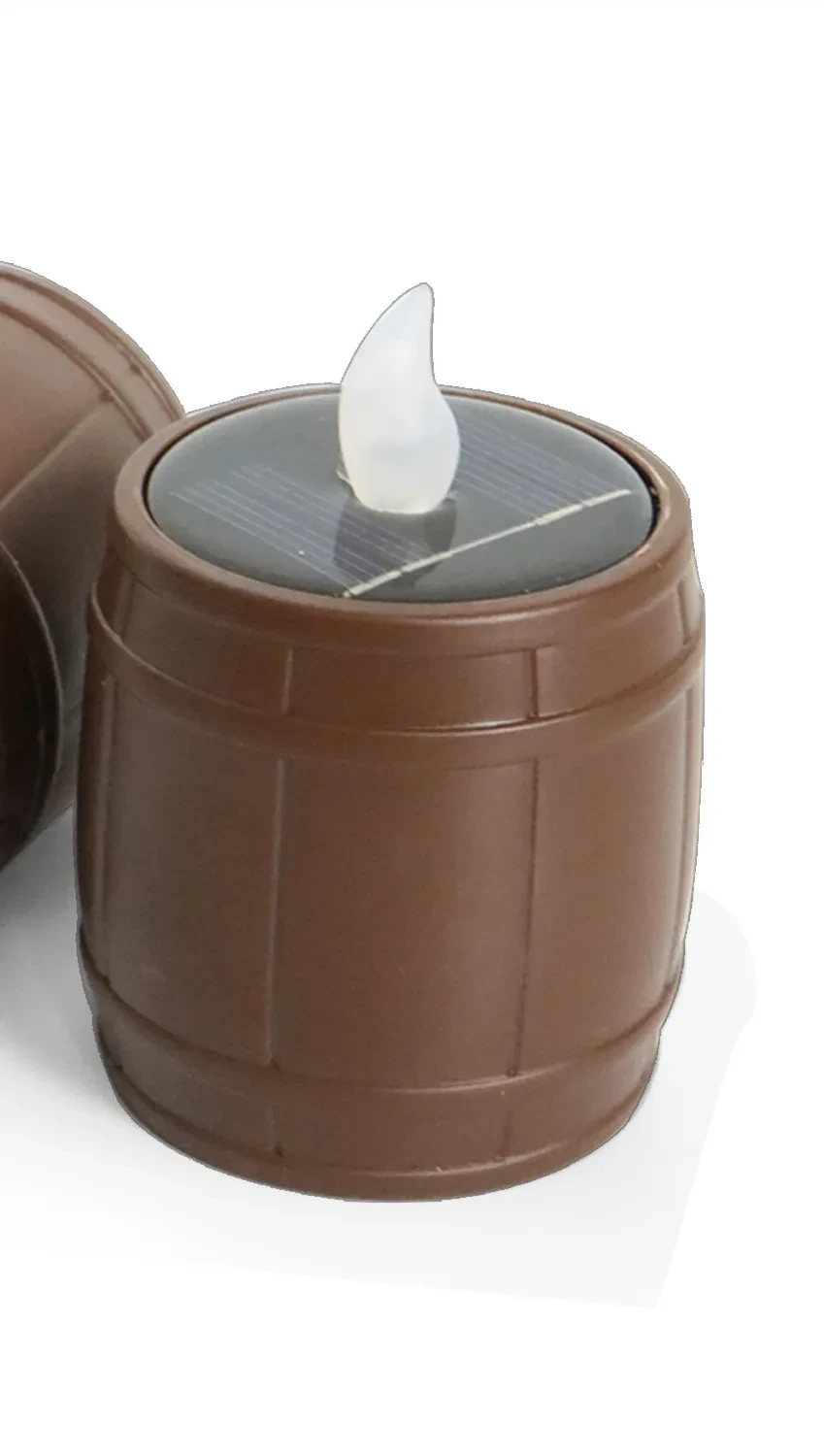 Vintage Solar Barrel LED Garden Lights Set – Warm Glow Outdoor Decor