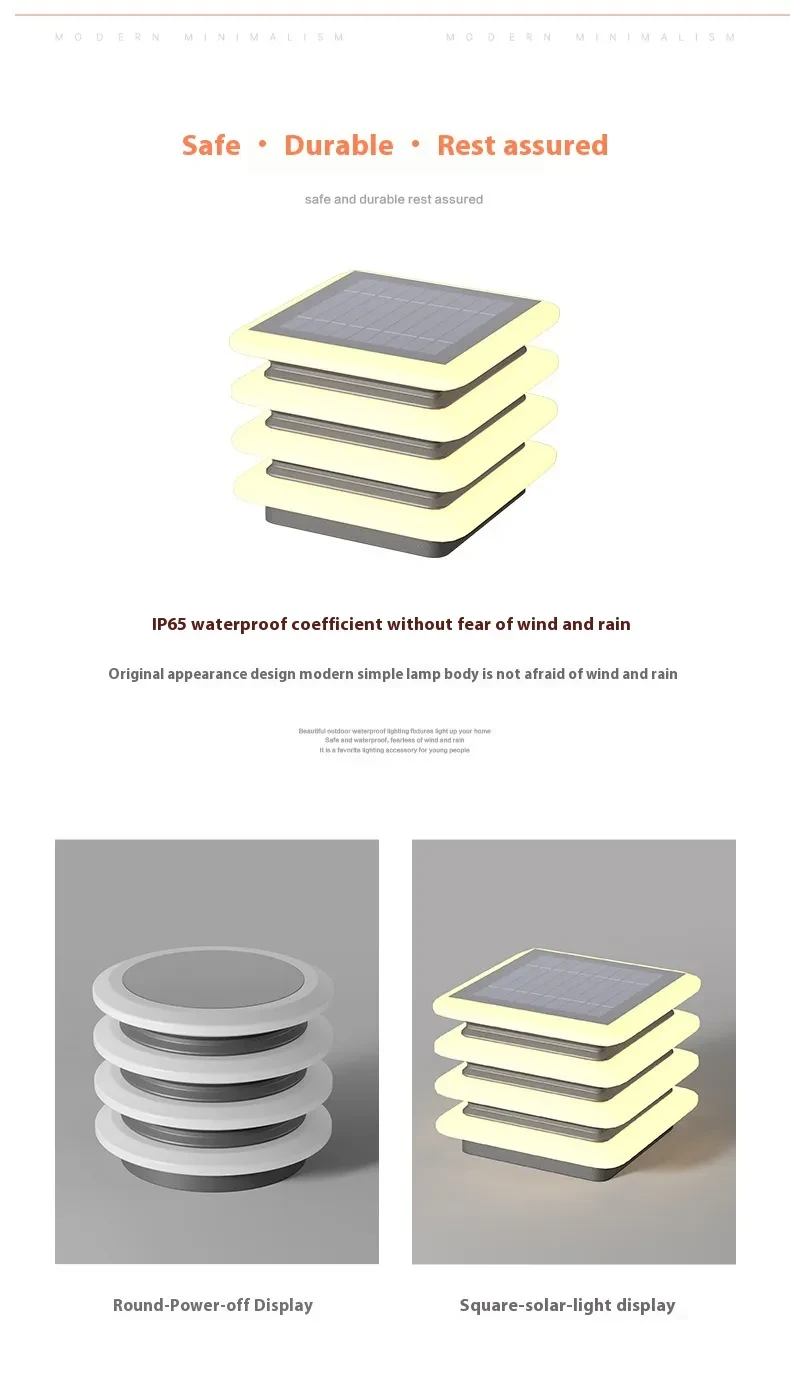 Waterproof Solar Pillar Wall Lamp – Outdoor Stainless Steel Lighting