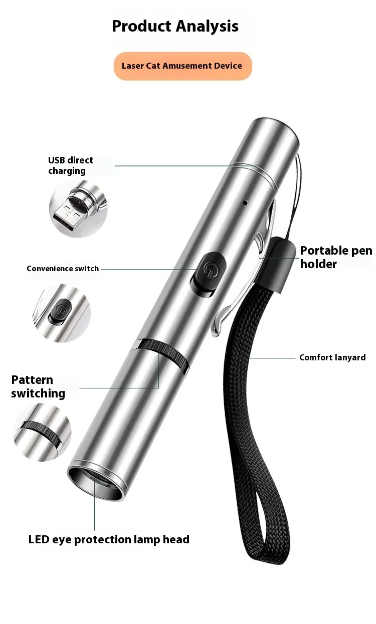 Laser Toy for Cats with Rechargeable Battery and Stainless Steel