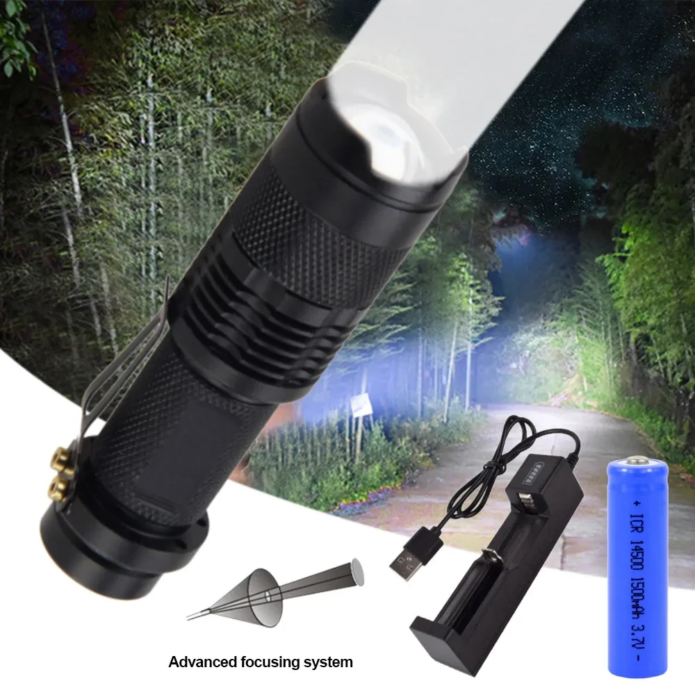 Mini Telescopic Zoom LED Flashlight in Multi Colors with Strong Beam