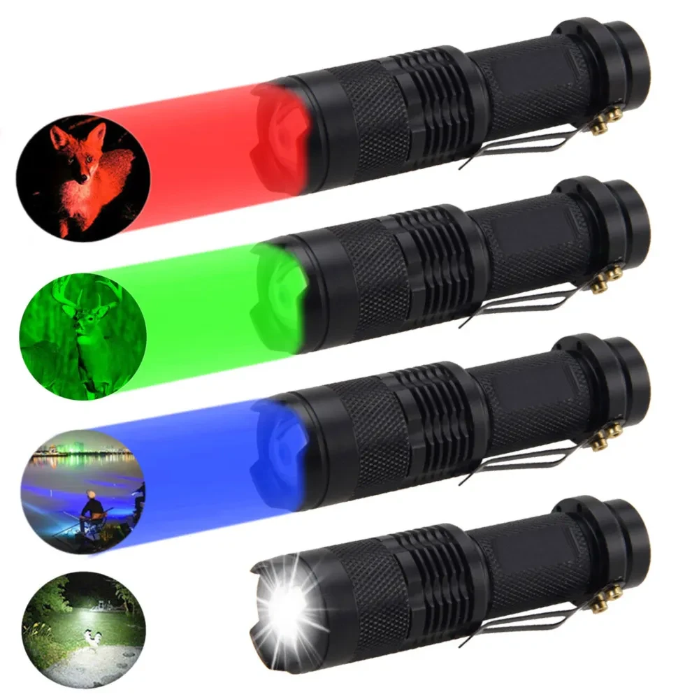 Mini Telescopic Zoom LED Flashlight in Multi Colors with Strong Beam