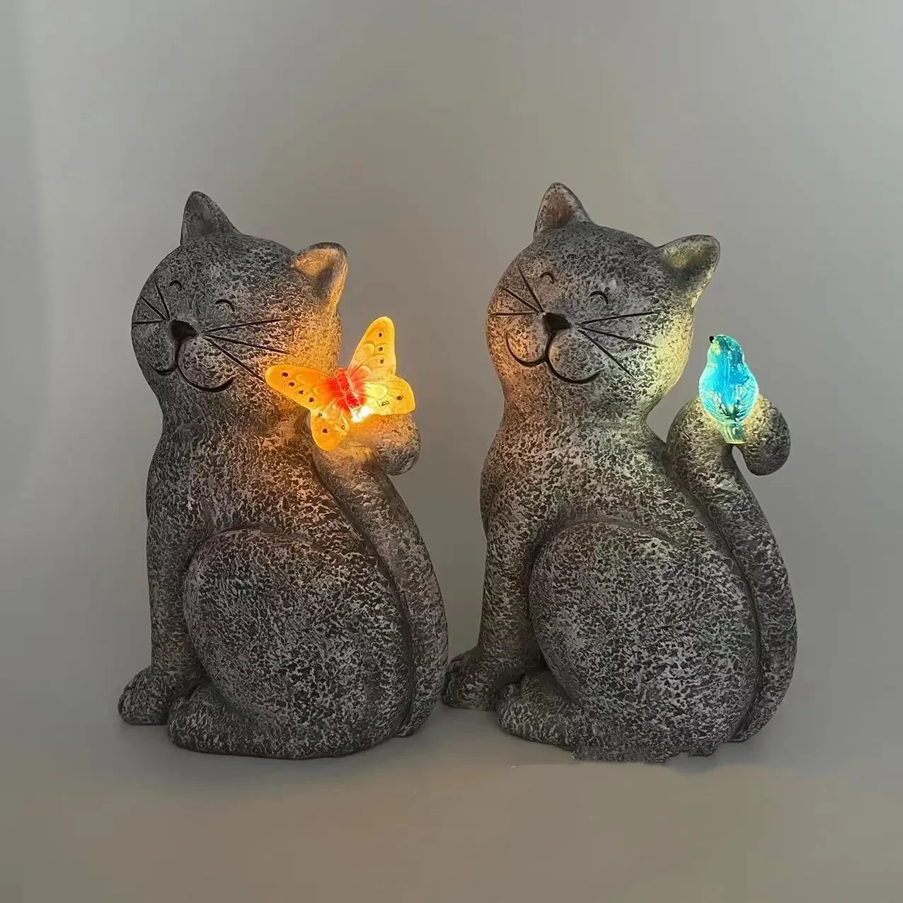 Solar-Powered Cat Garden Decor Lamp for Outdoor Spaces