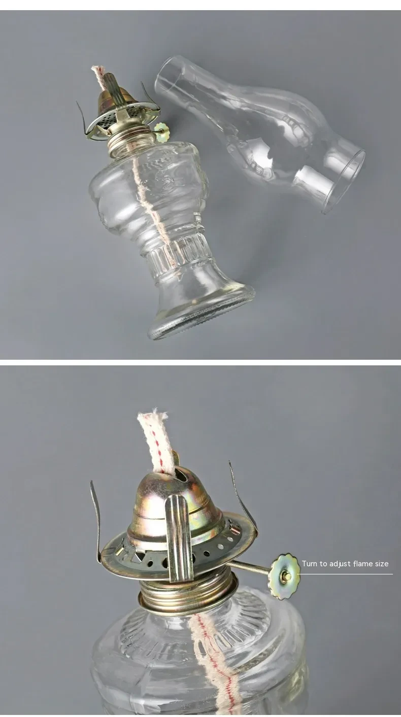 Classic Retro Glass Oil Lamp – Vintage Decorative Kerosene Light