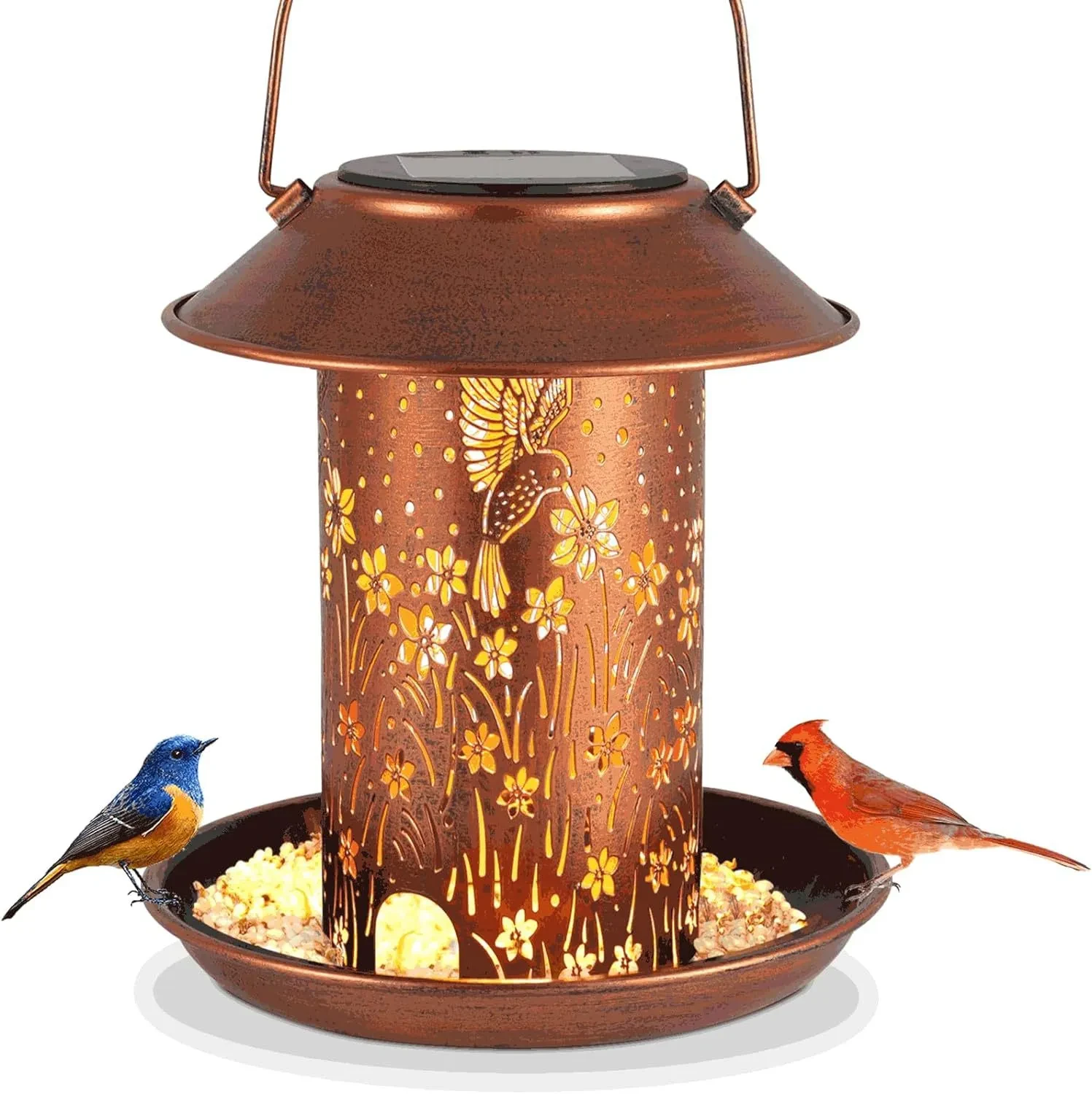 Solar-Powered Bird Feeder Lamp for Outdoor Waterproof Decoration