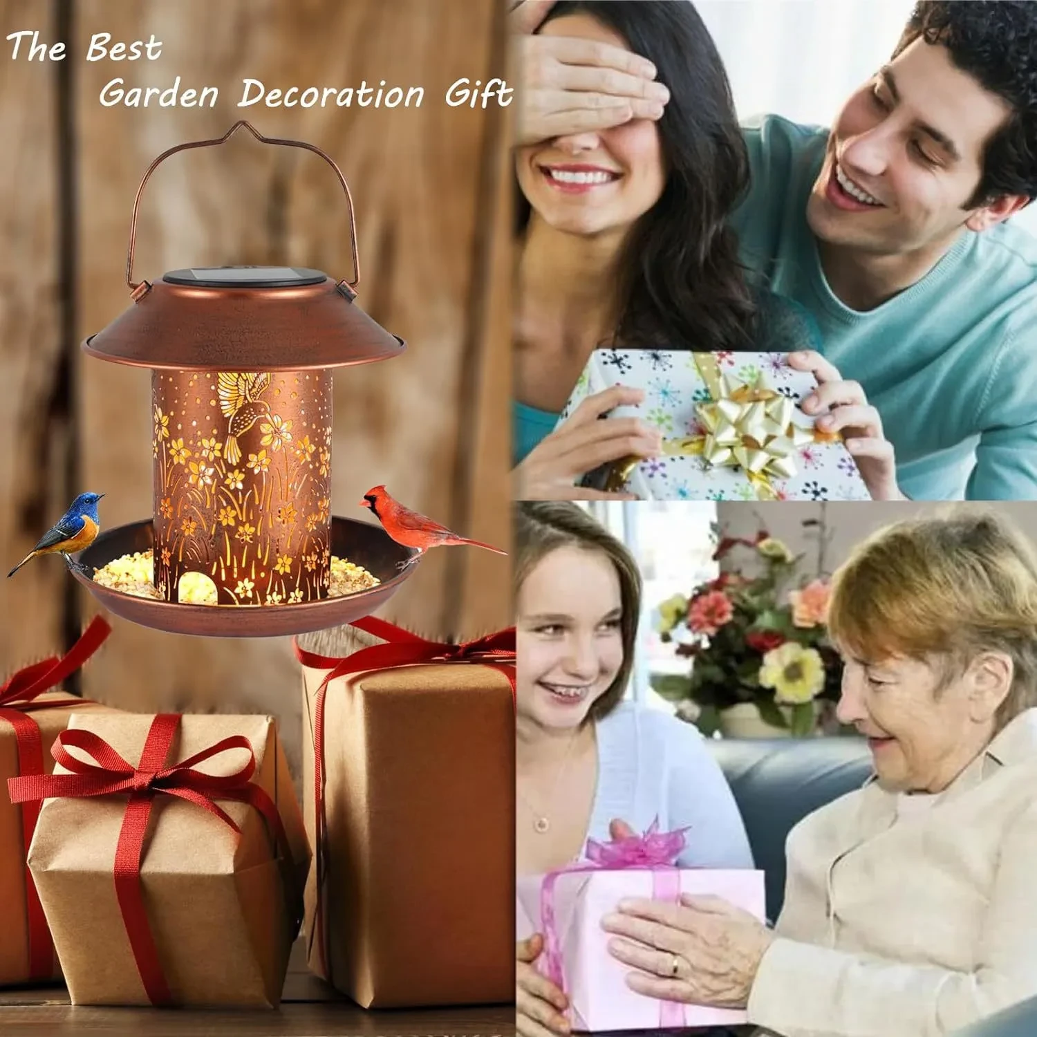 Solar-Powered Bird Feeder Lamp for Outdoor Waterproof Decoration